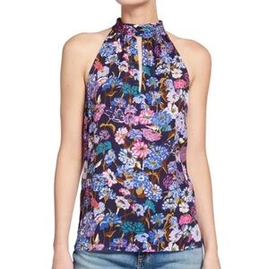 Tanya Taylor Kendall Silk Floral Print Sleeveless Tie Neck Halter Top Size 12